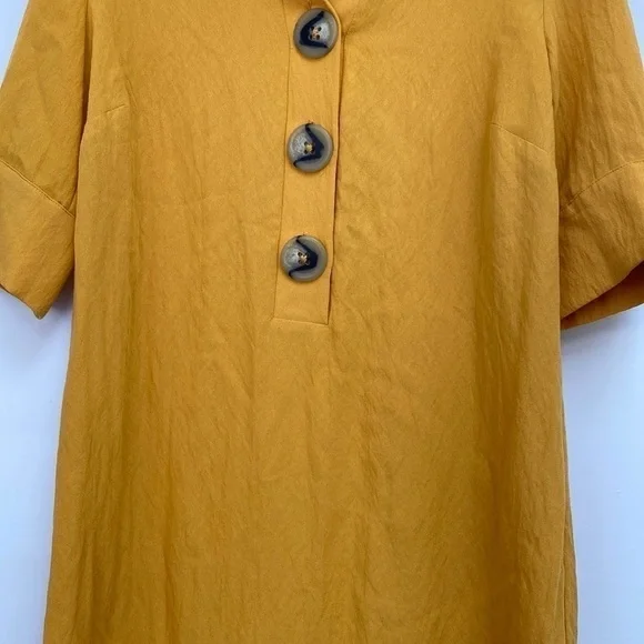 Lily Black Mustard Tunic Blouse Dress Oversized Buttons Women’s Size Small - Picture 3 of 13